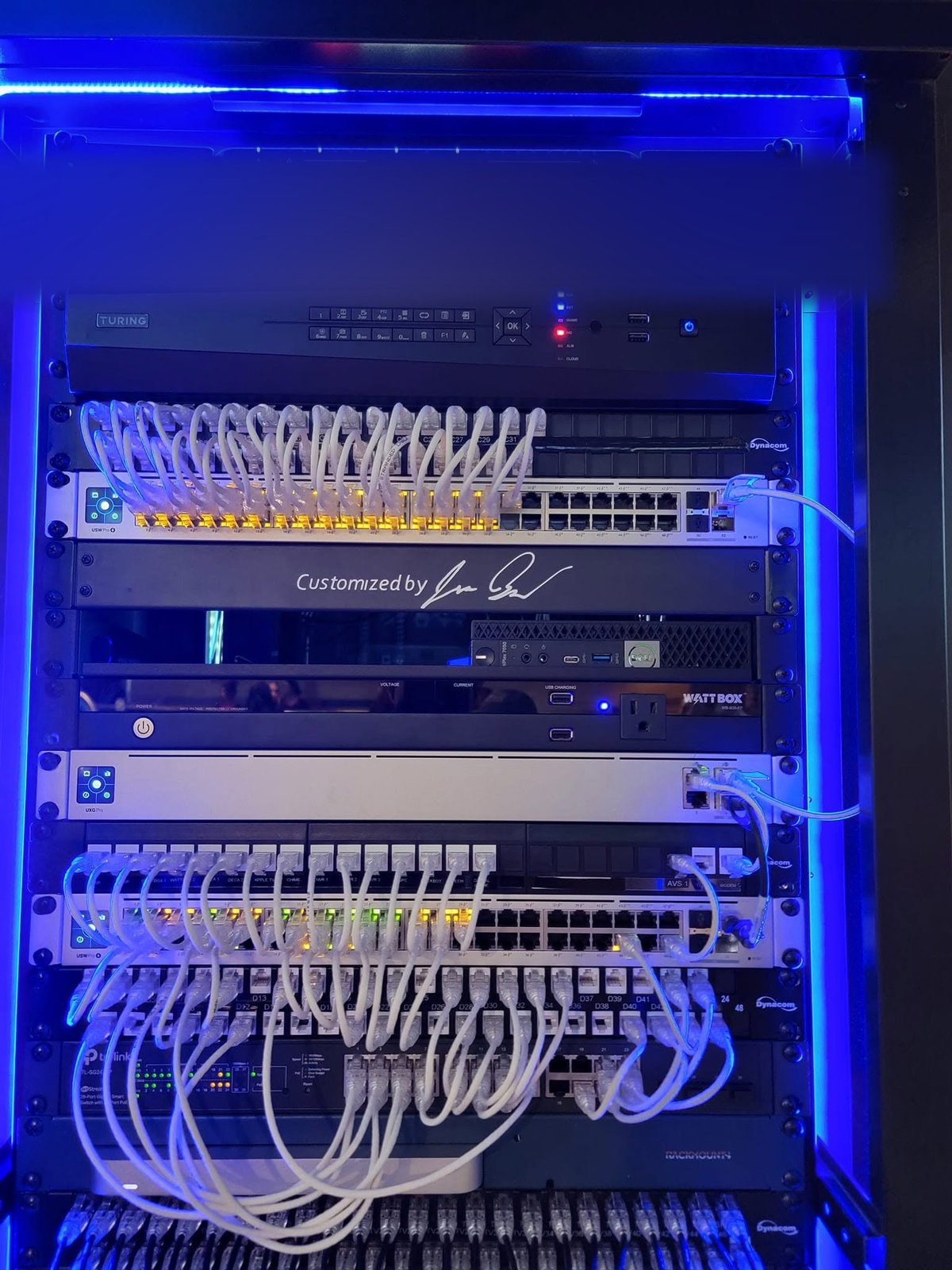 Teknify rack, patch panels and switches