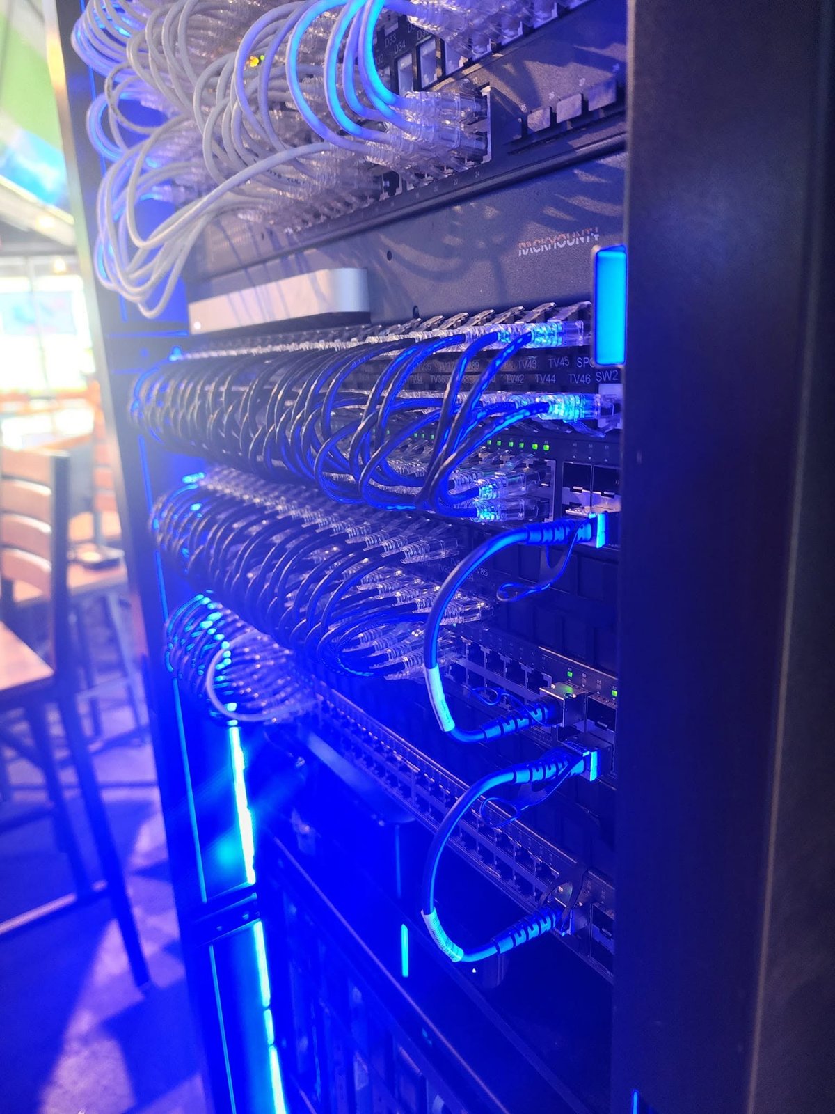 Cable management close-up